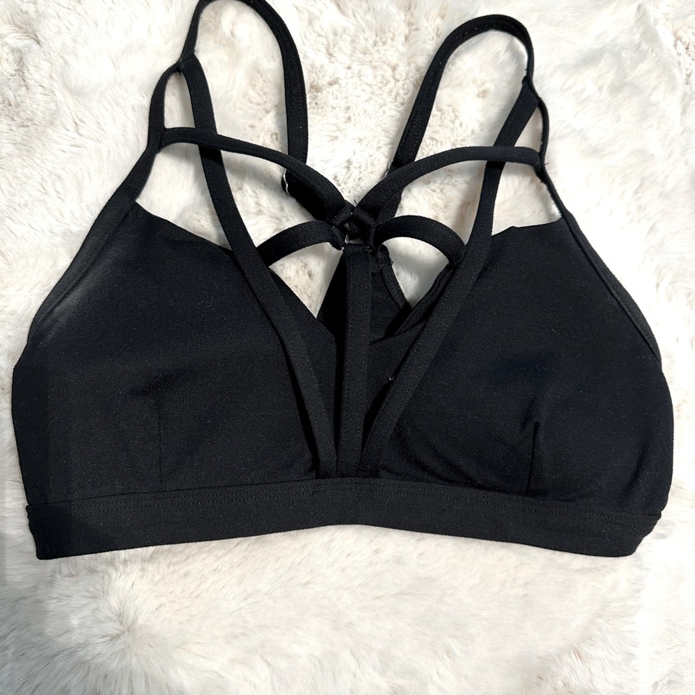 Bombshell Sportswear Black Geometric Strap Bralette
